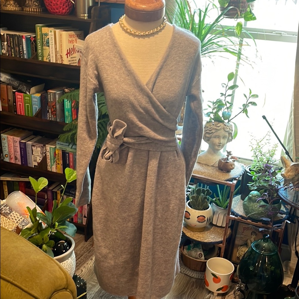 Midi Gray Wrap Dress